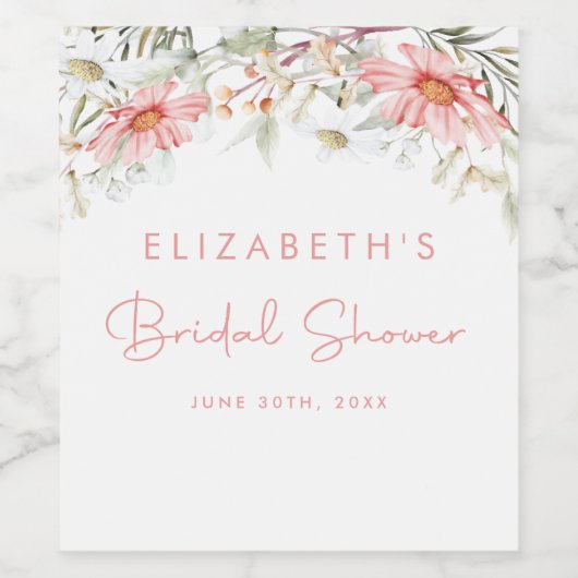 Rustikale Wildblumen Weinetikett (Einzelnes Label)