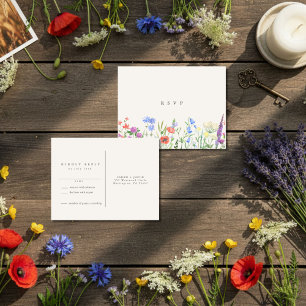 Rustikale Wildblumen-Wiese Hochzeit RSVP Postkarte
