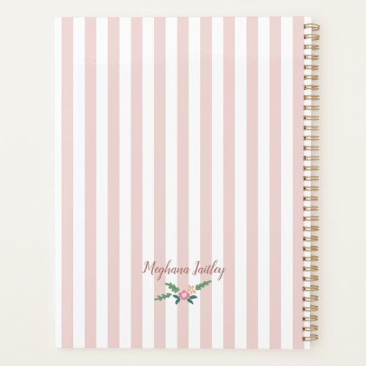 Rustikale Wildblumen Wreath Monogramm Planer (Rückseite)