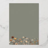 Rustikale Wildblumen zaubern Hochzeit Gold Folieneinladung (Rückseite)