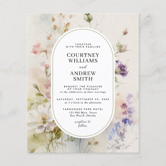 Rustikale Wildblumen zum Hochzeitsfeiern (Vorderseite)