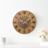 Rustikale Wildblumenstrauß-Wanduhr Große Wanduhr (Zuhause)