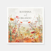 Rustikale Wildblumenwiese Herbsthochzeit Serviette (Vorderseite)