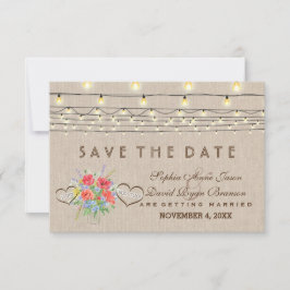 Rustikale, wilde Blume Linen Wedding rettet das Da Save The Date