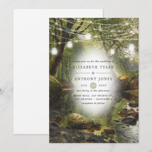 Rustikale wilde Waldgrün-Hochzeit Einladung