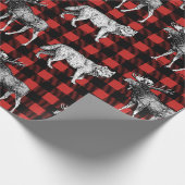 Rustikale Wilderness Wolves & Moose Buffalo Karier Geschenkpapier (Ecke)