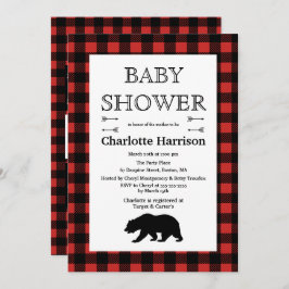 Rustikale Wildnis & Tiere Kariert Babydusche Einladung