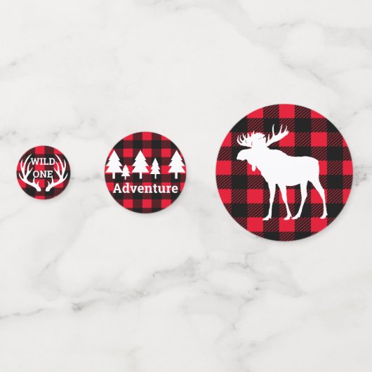 Rustikale Wildnis & Tiere Kariertes Abenteuer Konfetti (Rückseiten)