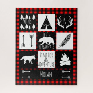 Rustikale Wildnis und Tiere Buffalo Karo Kariert Puzzle