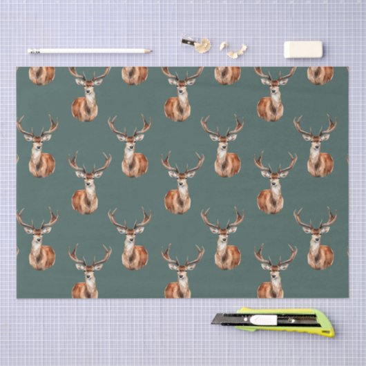 Rustikale Wildtiere Grüne Wasserfarbe Seidenpapier (Handwerk)