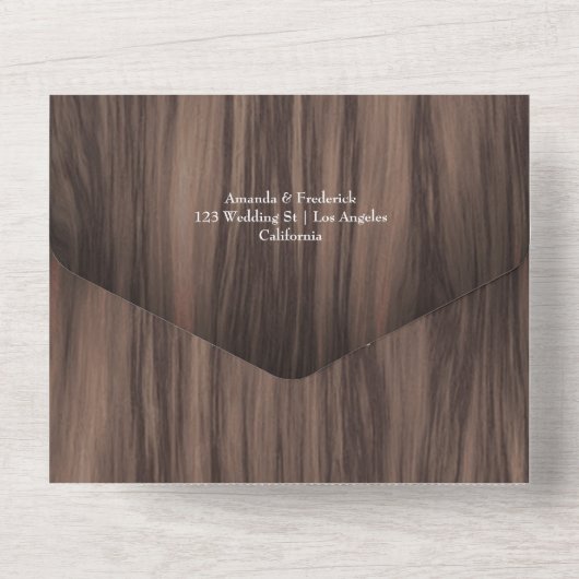 Rustikale Wildwälder Hochzeit in einem I All In One Einladung (Rückseite)