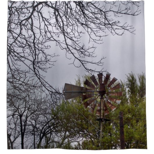 Rustikale Windmühle Duschvorhang (Vorderseite)