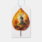 Rustikale Windmühle im Herbstglühen Geschenkanhänger (Rückseite)