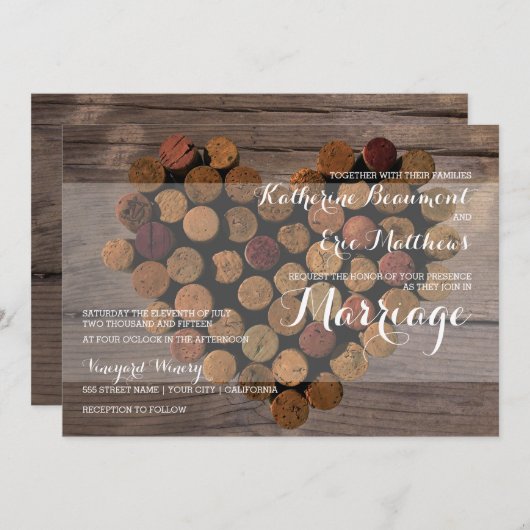 Rustikale Wine Cork Hochzeit Einladung (Vorne/Hinten)