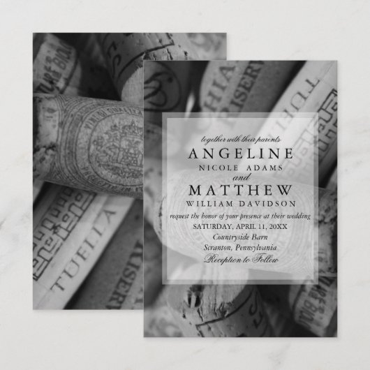 Rustikale Wine Cork Hochzeit Einladung (Vorne/Hinten)