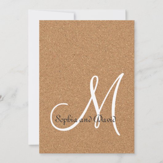 Rustikale Wine Cork Wedding Monogram Einladung (Vorderseite)