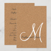 Rustikale Wine Cork Wedding Monogram Einladung