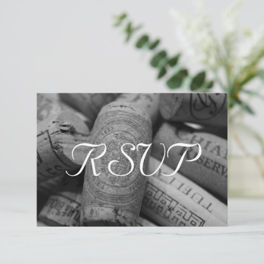 Rustikale Wine Cork Wedding RSVP mit 3 Betten (Stehend Vorderseite)
