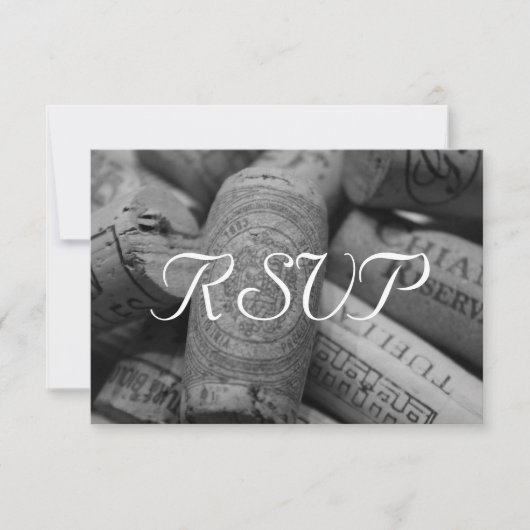 Rustikale Wine Cork Wedding RSVP mit 3 Betten Karte (Vorderseite)