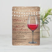 Rustikale Wine String Lights Bridal Dusche Einladu Einladung (Stehend Vorderseite)