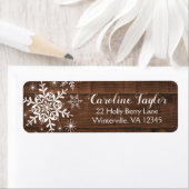 Rustikale Winter-Adressegel Schneeflocken auf Holz (Insitu)