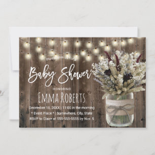 Rustikale Winter Baby Dusche floral Jar String Lig Einladung
