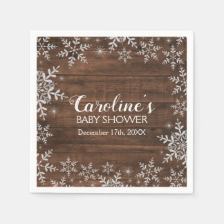 Rustikale Winter Baby Dusche Glitzer Schneeflocken Serviette