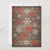 Rustikale Winter Baby Dusche Red Snowflake Einladung (Rückseite)