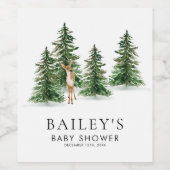 Rustikale Winter Baby Dusche Weine Labels Weinetikett (Einzelnes Label)