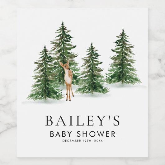 Rustikale Winter Baby Dusche Weine Labels Weinetikett (Einzelnes Label)