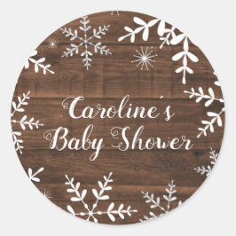 Rustikale Winter Baby Showflakes Runder Aufkleber
