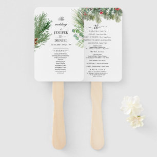 Rustikale Winter-Beeren-Kiefer-Grün-Hochzeit Fächer