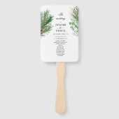 Rustikale Winter-Beeren-Kiefer-Grün-Hochzeit Fächer (Vorderseite)