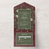 Rustikale Winter Berries & Pine Burgund Details All In One Einladung (Innen Boden)