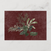 Rustikale Winter Berries & Pine Burgund Details Begleitkarte (Rückseite)