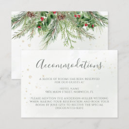 Rustikale Winter Berries Pine Cone Grüne Hochzeit Begleitkarte