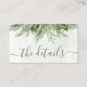 Rustikale Winter Berries Pine Cone Grüne Hochzeit Begleitkarte (Vorderseite)