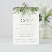 Rustikale Winter Berries Pine Cone Grüne Hochzeit RSVP Karte (Stehend Vorderseite)