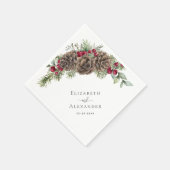 Rustikale Winter Berries Pine Cone Weihnachtsfeier Serviette (Ecke)