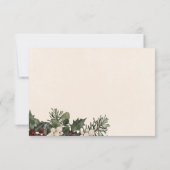 Rustikale Winter Berries & Pine Cream QR Code Hoch RSVP Karte (Rückseite)