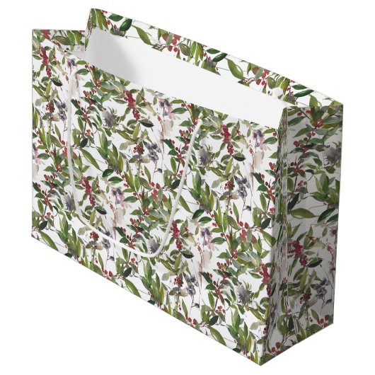 Rustikale Winter Berries Urlaub Große Geschenktasc Große Geschenktüte (Vorderseite Schrägansicht)