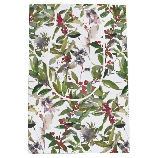 Rustikale Winter Berries Weihnachten Mittlere Geschenktüte (Vorderseite)