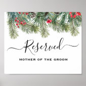 Rustikale Winter Berry Pine Grüne Hochzeit Poster (Vorne)