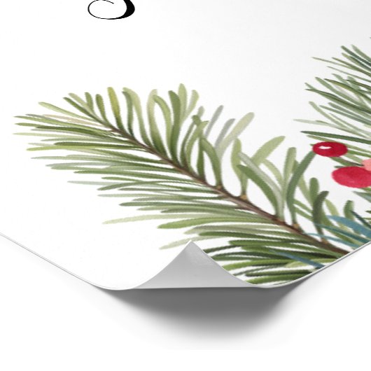 Rustikale Winter Berry Pine Grüne Hochzeit Poster (Ecke)