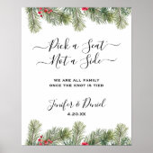 Rustikale Winter Berry Pine Grüne Hochzeit Poster (Vorne)