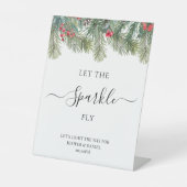 Rustikale Winter Berry Pine Grüne Hochzeit Sockelschild (Vorderseite)