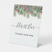 Rustikale Winter Berry Pine Grüne Hochzeit Sockelschild (Vorderseite)