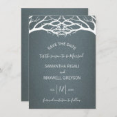 Rustikale Winter Birch Tree Save the Date Karte (Vorne/Hinten)