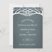 Rustikale Winter Birch Tree Save the Date Karte (Vorderseite)