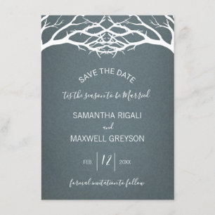 Rustikale Winter Birch Tree Save the Date Karte